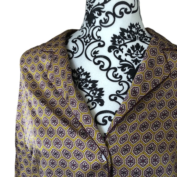 ZARA Printed PJ High-low button-down Satin Shirt - Picture 3 of 12